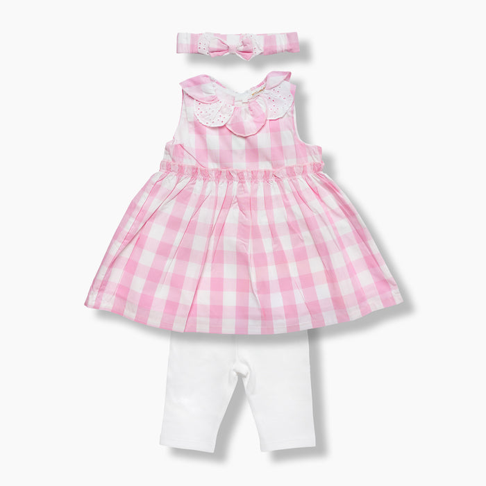 Mintini Baby Pink 3 Piece Dress, Leggings and Headband