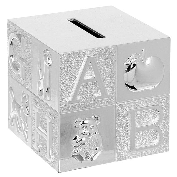 Deluxe Silver Plated Cube Money Box