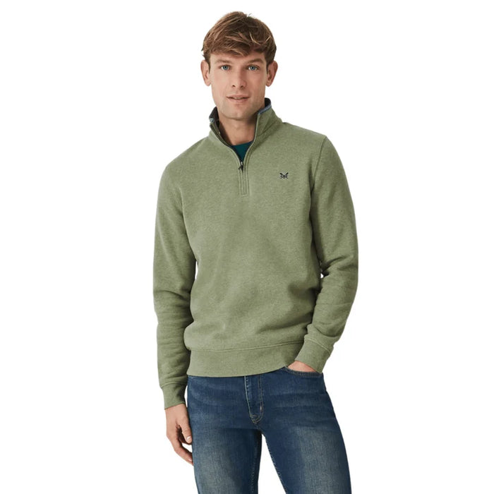 Crew Clothing Mens French Rib Half Zip Jumper In Artichoke  Marl