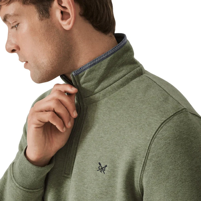 Crew Clothing Mens French Rib Half Zip Jumper In Artichoke  Marl