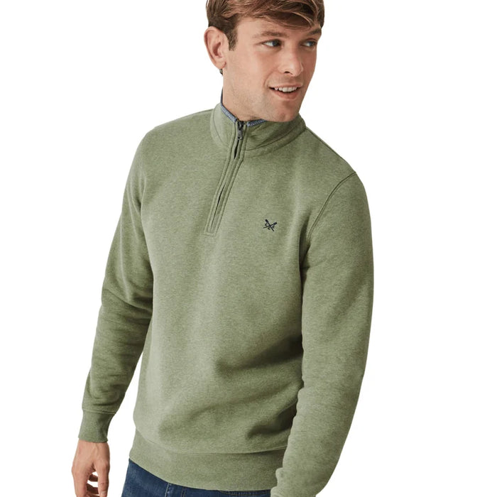 Crew Clothing Mens French Rib Half Zip Jumper In Artichoke  Marl