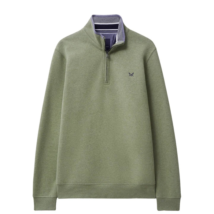 Crew Clothing Mens French Rib Half Zip Jumper In Artichoke  Marl
