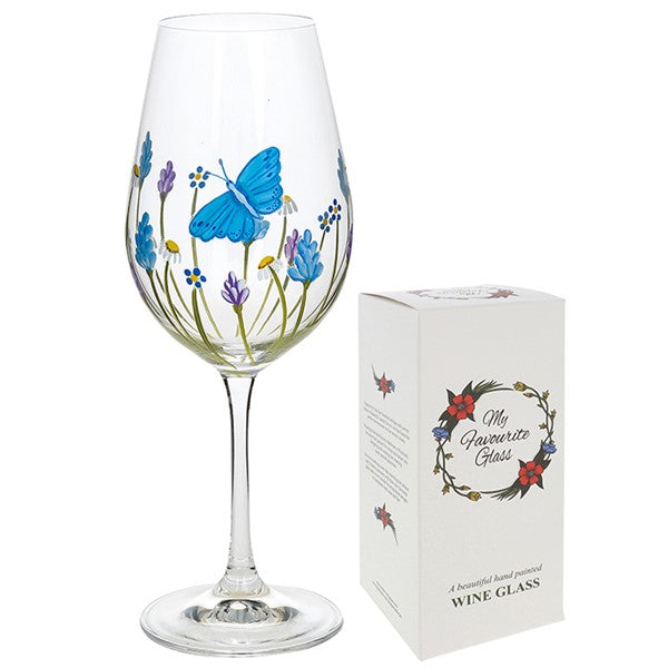 My Favourite Glass Butterfly Garden Wine Glass