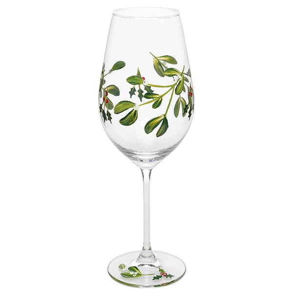 Lynsey Johnstone Glass Xmas Mistletoe & Berry Wine Glass