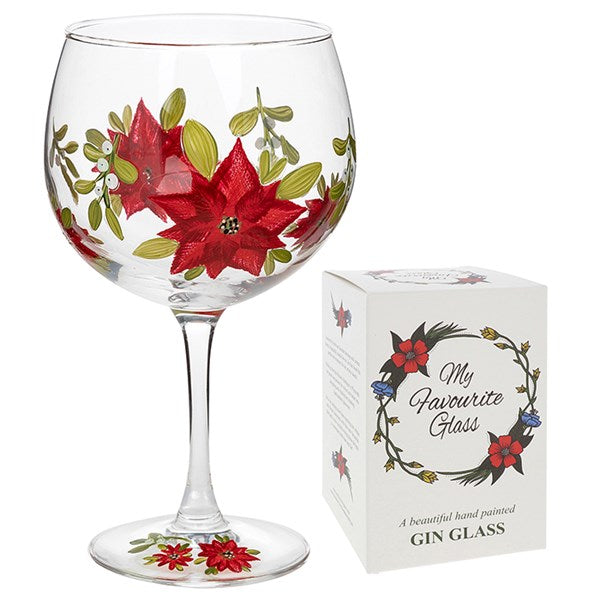 My Favourite Glass Xmas Poinsettia Gin Glass