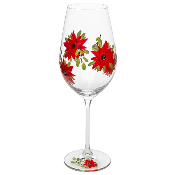 Lynsey Johnstone Glass Xmas Poinsettia Wine Glass