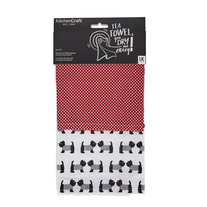 KitchenCraft Westie Tea Towel Set of 2