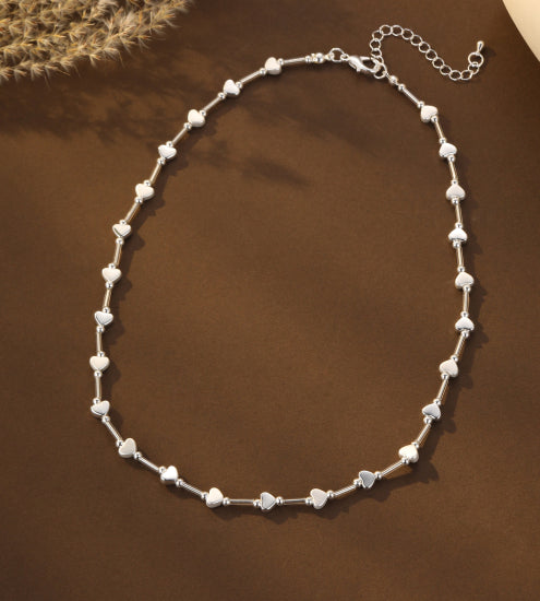Gracee Jewellery Silver Chain Short Necklace with Hearts