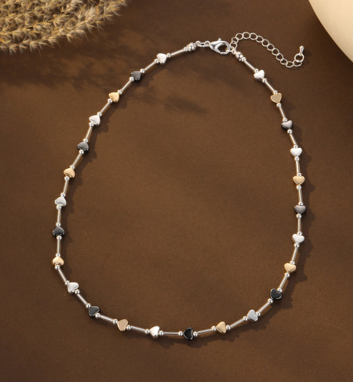 Gracee Jewellery Silver Chain Short Necklace with Hearts