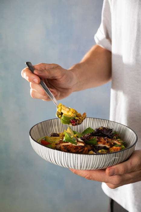 Black Stripe Stoneware Bowl