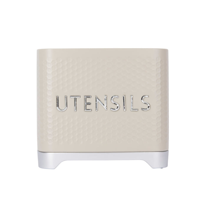 KitchenCraft Lovello Textured Utensil Holder, Latte Cream