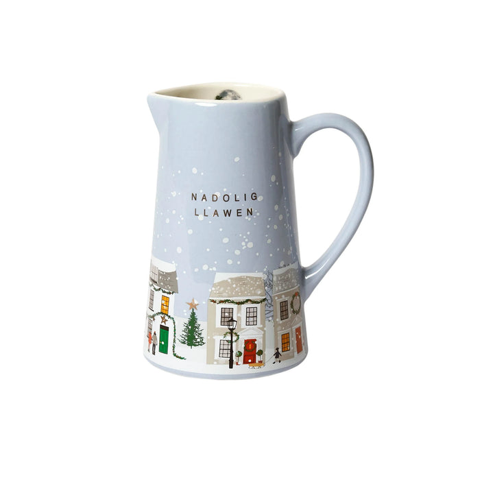Belly Button Welsh 'Nadolig Llawen' Street Scene Ceramic Medium Jug