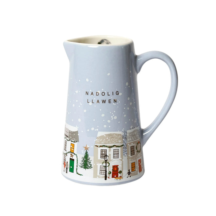 Belly Button Welsh Nadolig Llawen Street Scene Ceramic Jug