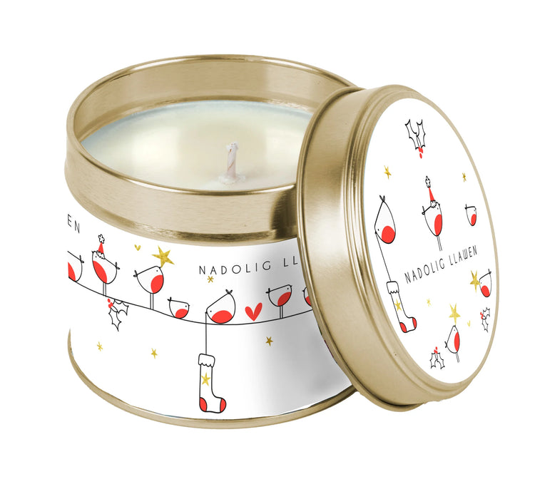 Belly Button 'Nadolig Llawen' Robins On a Line Candles