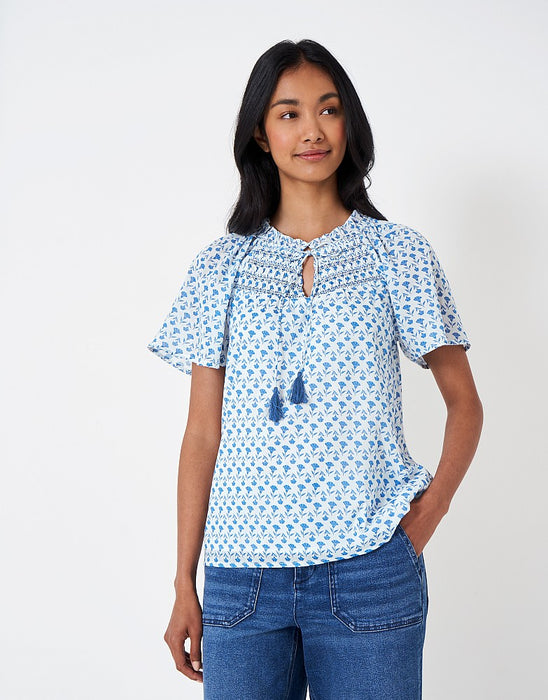 Crew Clothing Women's Nala Top - White Blue