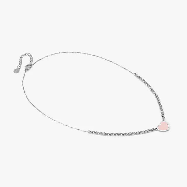Nomination Emosfere Steel Pink Enamel Heart Bead Silver Necklace