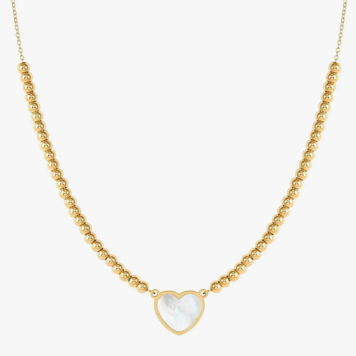 Nomination Emosfere Mother Of Pearl Heart Half Bead Gold Necklace