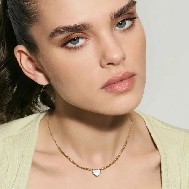 Nomination Emosfere Mother Of Pearl Heart Half Bead Gold Necklace