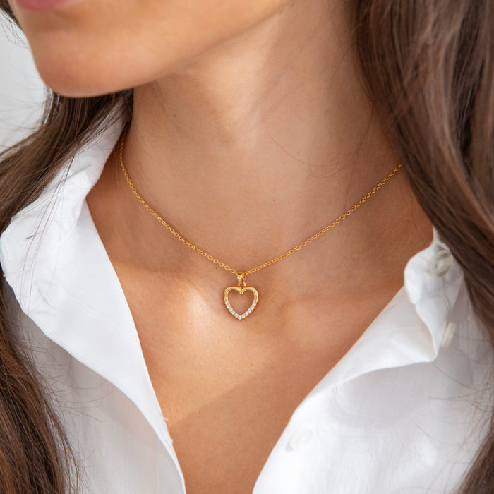 Life Charms EFY Heart With Stones Gold Necklace