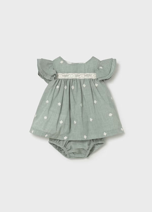 Mayoral Layette Girl Aqua Newborn Baby Dress With Nappy Cover