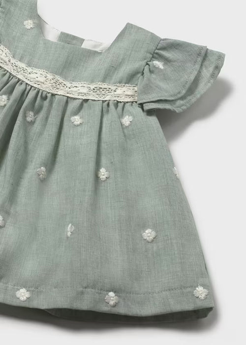 Mayoral Layette Girl Aqua Newborn Baby Dress With Nappy Cover