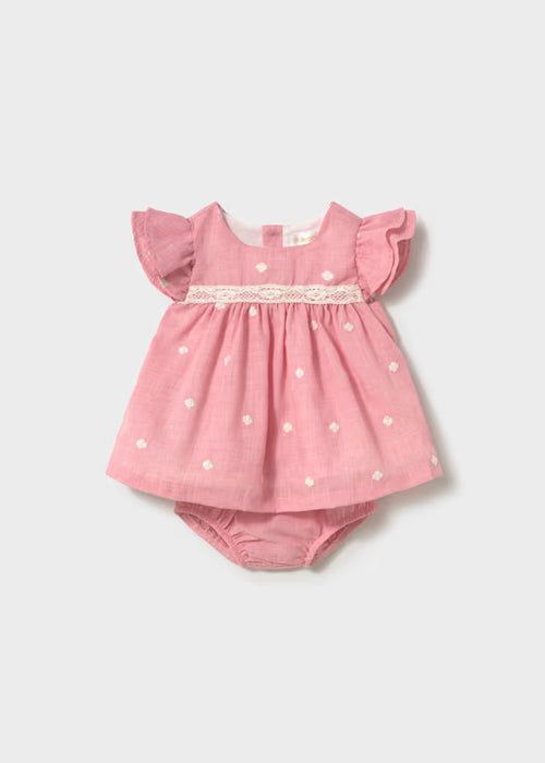 Mayoral Layette Girl Pink Embroidered Dress