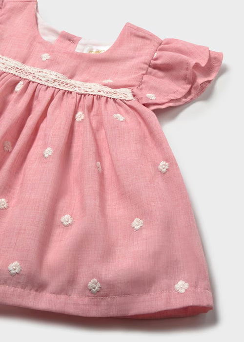 Mayoral Layette Girl Pink Embroidered Dress