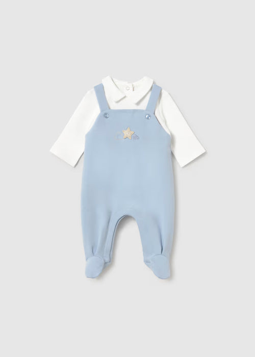 Mayoral Boys Overall Romper With Jacket In Sky