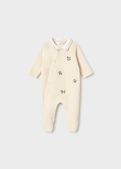 Mayoral Boys Velour Onesie In Pottery