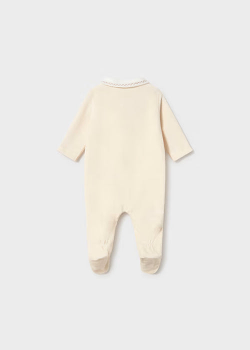 Mayoral Boys Velour Onesie In Pottery