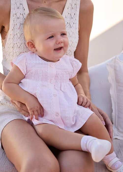 Mayoral Layette Girl Baby Rose Chiffon Dress