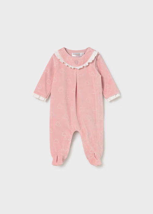Mayoral Girls Velour Dressy Pyjamas In Baby Rose