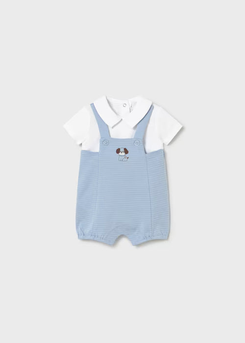 Mayoral Layette Boy Dungaree And Polo Shirt Set