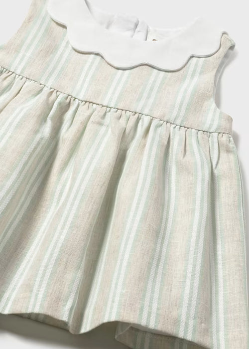 Mayoral Layette Newborn Girl Striped Linen Dress