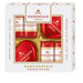 Niederegger Lubeck Marzipan Selection gift box containing heart-shaped marzipan and wrapped marzipan bars, presented in a white box with gold trim and red packaging.