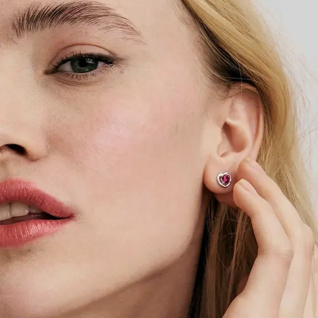 Nomination Cosmic Love Heart With Stone Stud Silver Earrings