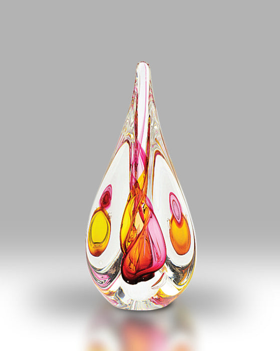 Nobile Glassware Crystal Drop Ruby/Gold Trio Paperweight