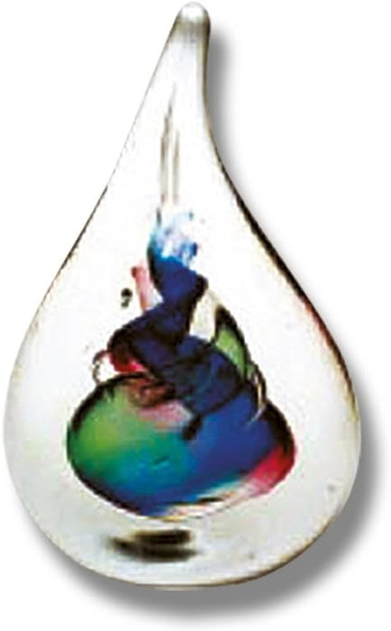 Nobile Glassware Crystal Drop Paperweight Trio Blue, Green & Pink Glass Twists