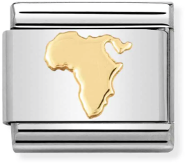 Nomination Classic Gold Relief Travel Map of Africa Charm