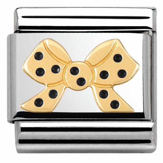 Nomination Classic Gold Symbols Bow With Black Dots Charm