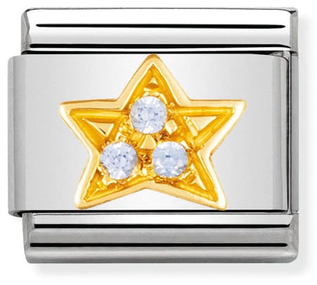 Nomination Classic Gold Sun & Moon Light Blue Stone Star Charm