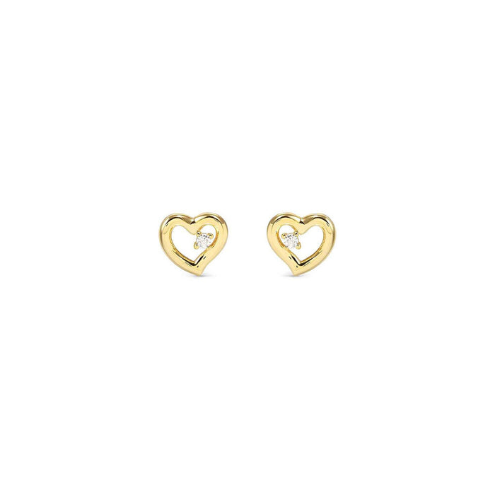 Nomination Drum Beats Heart With White Stone Gold Earrings