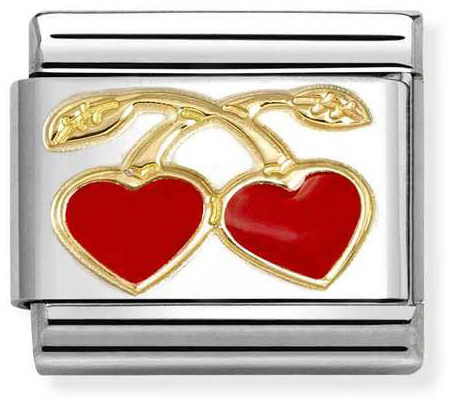 Nomination Classic Gold Red Hearts Cherries Charm