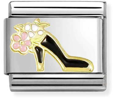 Nomination Classic Gold Symbols High Heel Shoe Black Charm