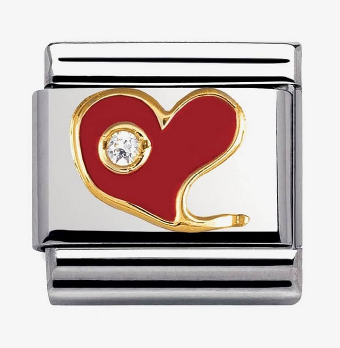 Nomination Classic Gold Symbols Red heart With White Stone Charm