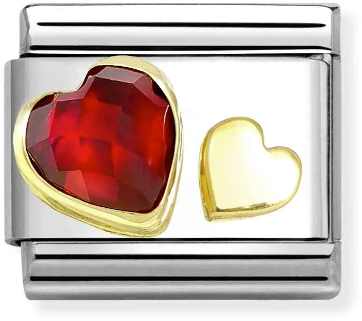 Nomination Classic Gold Faceted Red Heart Charm