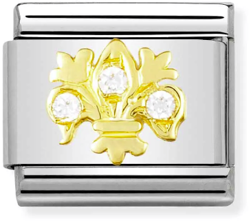Nomination Classic Gold Daily Life White Stone Lily Charm