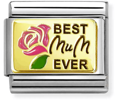 Nomination Classic Gold Plates Family Best Mum Ever Charm