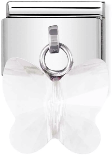 Nomination Classic Silver Animal White Crystal Butterfly Charm