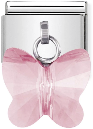 Nomination Classic Silver Animal Pink Crystal Butterfly Charm